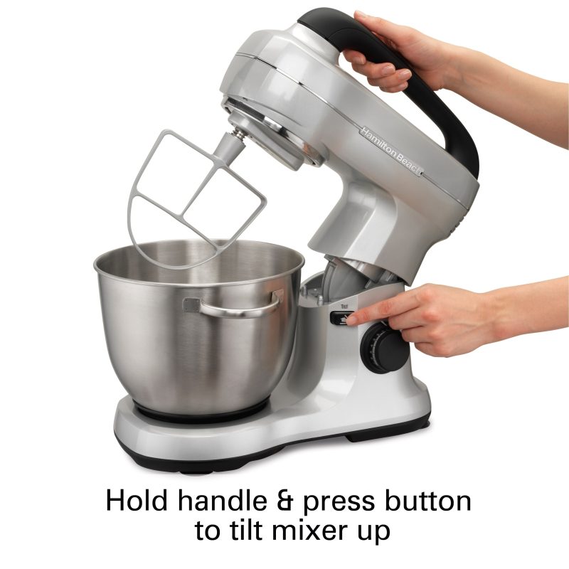 Hamilton Beach 4 Qt. 7-Speed Tilt Head Stand Mixer Silver - Image 6