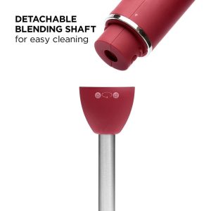 Chefman&8239Immersion Stick Hand Blender with Stainless Steel Blades, Red