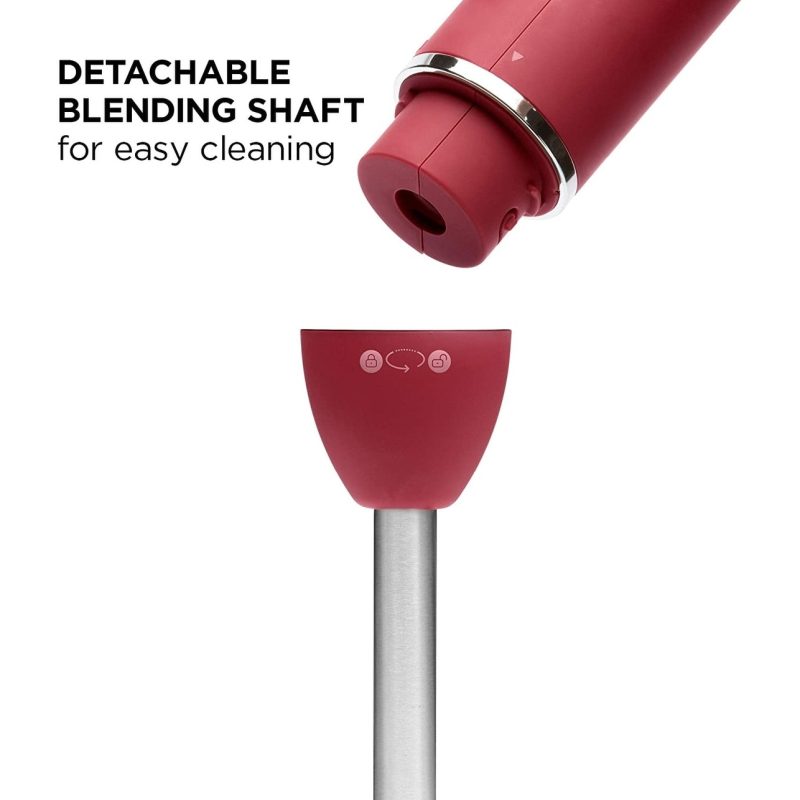 Chefman&8239Immersion Stick Hand Blender with Stainless Steel Blades, Red